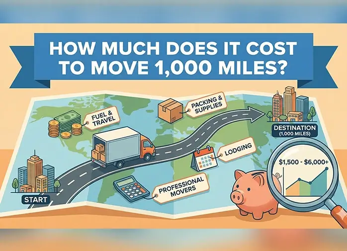 Cost to move 1000 miles with moving truck and boxes